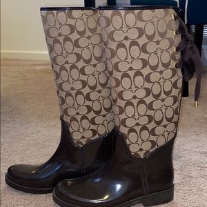 Coach Tall Logo Rain Boots